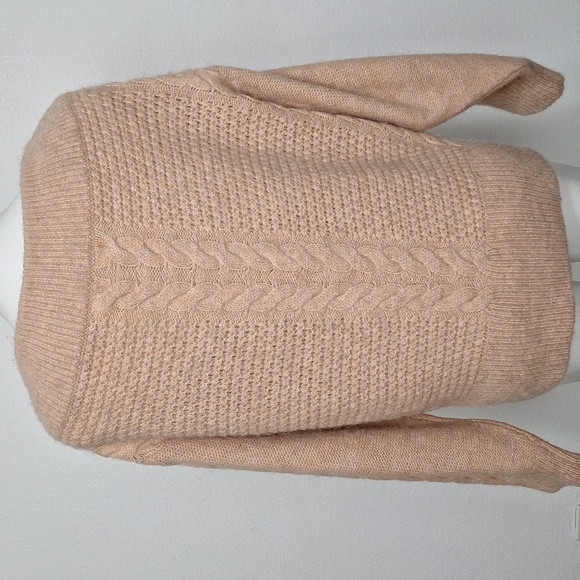 Sleeping On Snow Anthropologie Coastal Off The Shoulder Cable Knit Sweater Sz. L - Picture 10 of 14